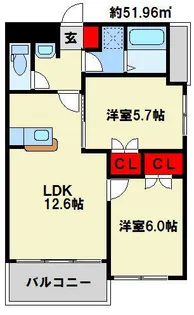 福岡県北九州市八幡東区石坪町【マンション】の間取り