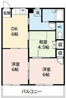 エバーグリーンB【2階】の間取り