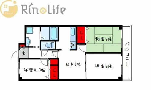 八尾山本レックスマンション【2階】の間取り