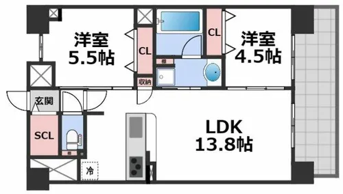 セイワパレス美章園駅前【8階】の間取り