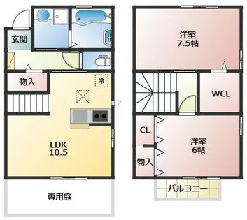 兵庫県神戸市西区伊川谷町有瀬【テラスハウス】の間取り