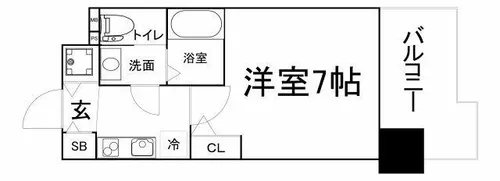 大阪府大阪市中央区和泉町1丁目【マンション】の間取り