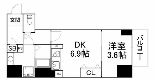 大阪府大阪市中央区玉造2丁目【マンション】の間取り
