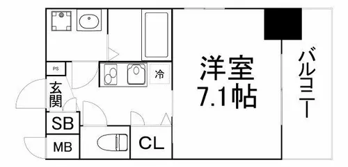 大阪府大阪市中央区東高麗橋【マンション】の間取り