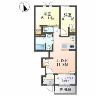 クレール東栄Ⅱ【105号室】の間取り