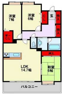 福岡県北九州市八幡東区高見2丁目【マンション】の間取り