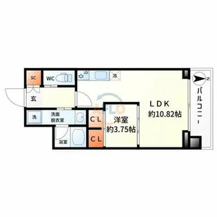 プレジオ難波【6階】の間取り