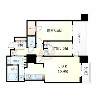 レジデンスタワー上本町【7階】の間取り