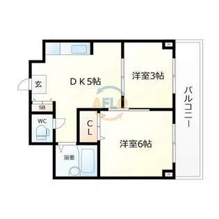 シャトー波除【1002号室】の間取り