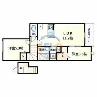 コート・ド・ボーヌ深江南南棟【2階】の間取り