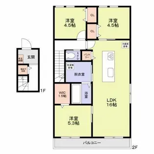 ラヴェルテュ播磨町【2階】の間取り