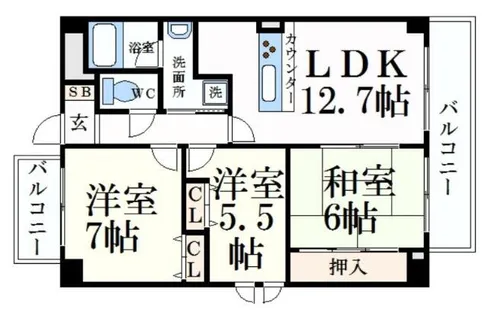 シャトー北条【2階】の間取り
