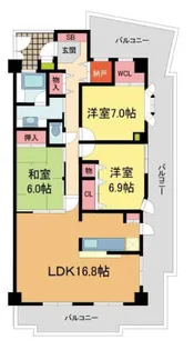 ビューネ西宮五段坂【306号室】の間取り