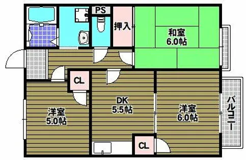 サンハイツ錦織【2階】の間取り