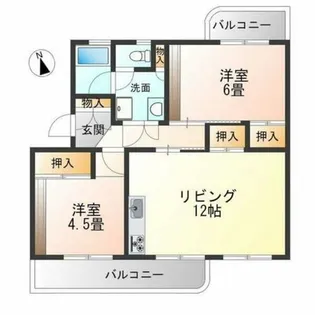 岩成台西団地分譲住宅510棟【3階】の間取り