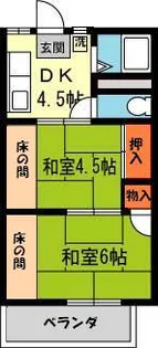 コーポ鼓が滝【202号室】の間取り