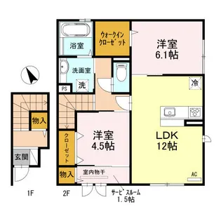 villa 高畔(ヴィラタカデ)【202号室】の間取り