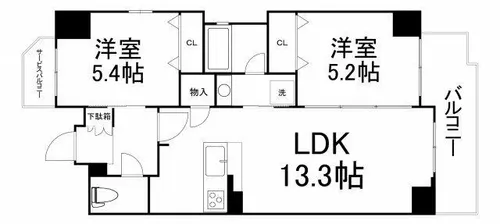 大阪府大阪市中央区農人橋2丁目【マンション】の間取り