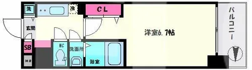 Luxe難波南【8階】の間取り