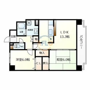 サンシャインブレセットハウス【6階】の間取り