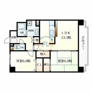 サンシャインブレセットハウス【6階】の間取り