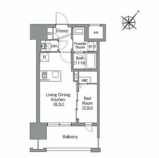 シーズンフラッツ渡辺通【2階】の間取り