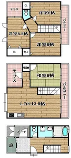 大阪府高槻市大塚町2丁目【タウンハウス】の間取り