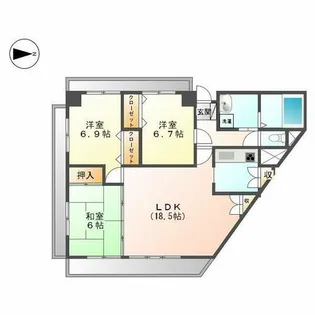 ファヴォール白壁【404号室】の間取り