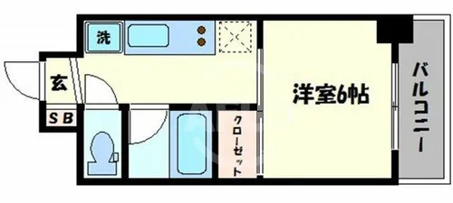 ル・パルトネール天王寺真田山【6階】の間取り