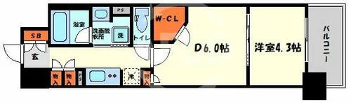 ブランズ大阪本町【4階】の間取り