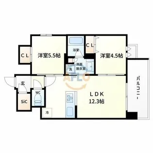 エスリード ザ・グラン上本町【10階】の間取り