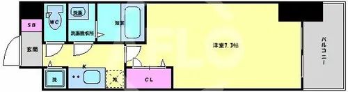プランドール北浜【13階】の間取り