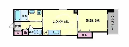 アズヴェール阿倍野【2階】の間取り