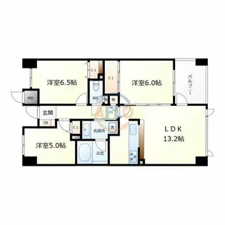 西区新町アーバンコンフォート【7階】の間取り