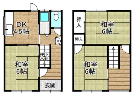大阪府高槻市津之江町1丁目【テラスハウス】の間取り