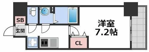 プレサンス大国町ラヴェニール【6階】の間取り
