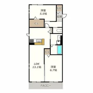 ハイムメゾン長居公園通【1号室】の間取り