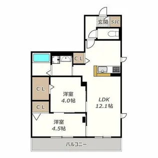ハイムメゾン長居公園通【1号室】の間取り