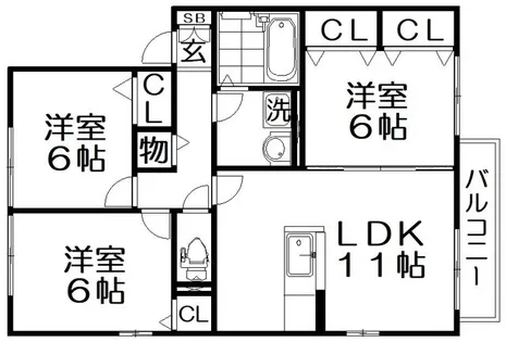 ロイヤル倉治C棟【2階】の間取り