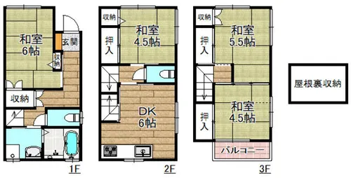 大阪府高槻市南芥川町【テラスハウス】の間取り