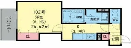 クリエオーレ小若江【2階】の間取り