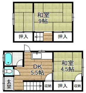 大阪府高槻市山手町1丁目【テラスハウス】の間取り