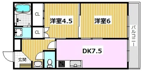 ハイツタンモト【206号室】の間取り