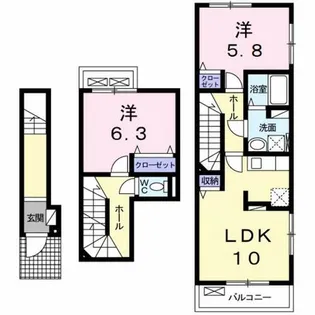 メゾンソレイユ【2階】の間取り