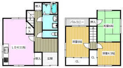 大阪府高槻市郡家本町【一戸建】の間取り