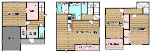 大阪府高槻市津之江町3丁目【一戸建】の間取り