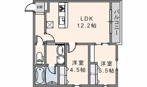 Grace下六万寺町【3C号室】の間取り