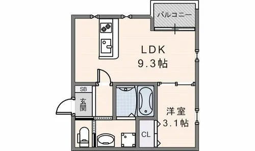 Grace下六万寺町【3A号室】の間取り
