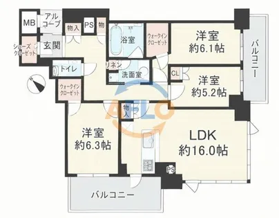 ブランズタワー梅田North【42階】の間取り
