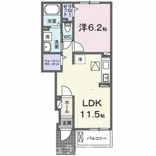 リアン フィルA【1階】の間取り